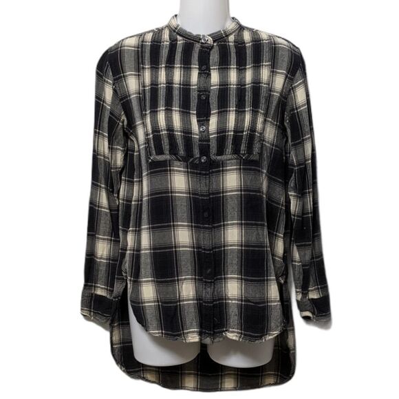 DENIM & SUPPLY Plaid Pintuck Popover Hi-Lo Tunic M - Picture 2 of 6